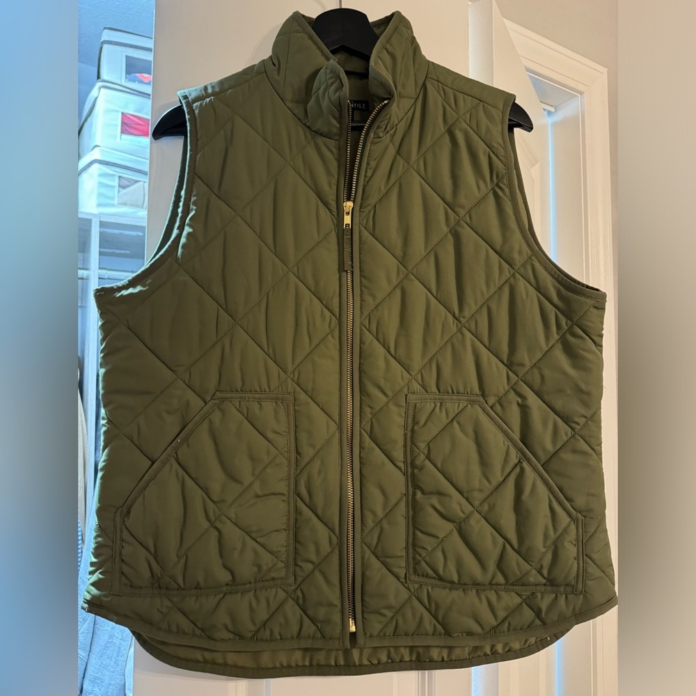 Green quilted vest